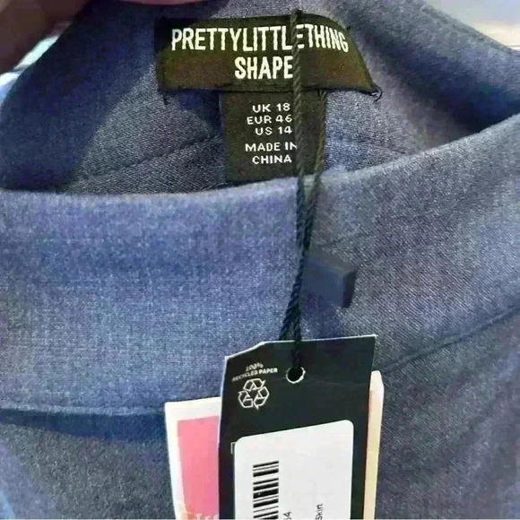 NWT Pretty Little Thing Shape  Blue Woven Micro Mini Skirt - Picture 4 of 10